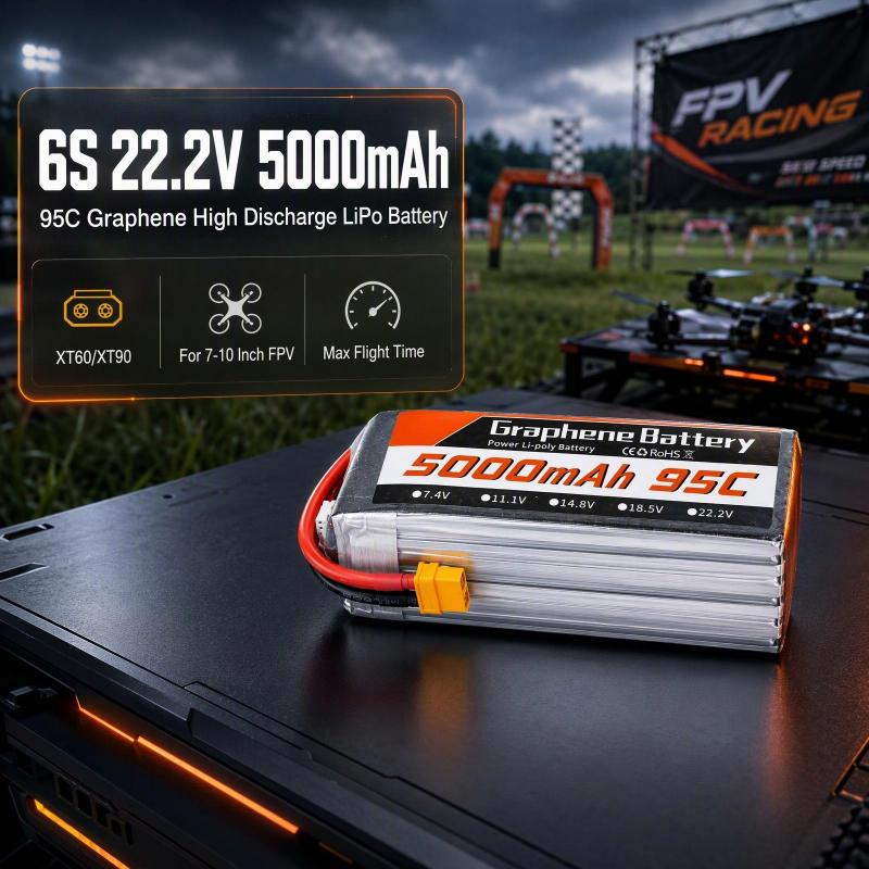6S Lipo Battery 22.2V 5000Mah - แบตเตอรี่ลิโพกราฟีน 6S 22.2V 5000mAh 95C พร้อมขั้วต่อ