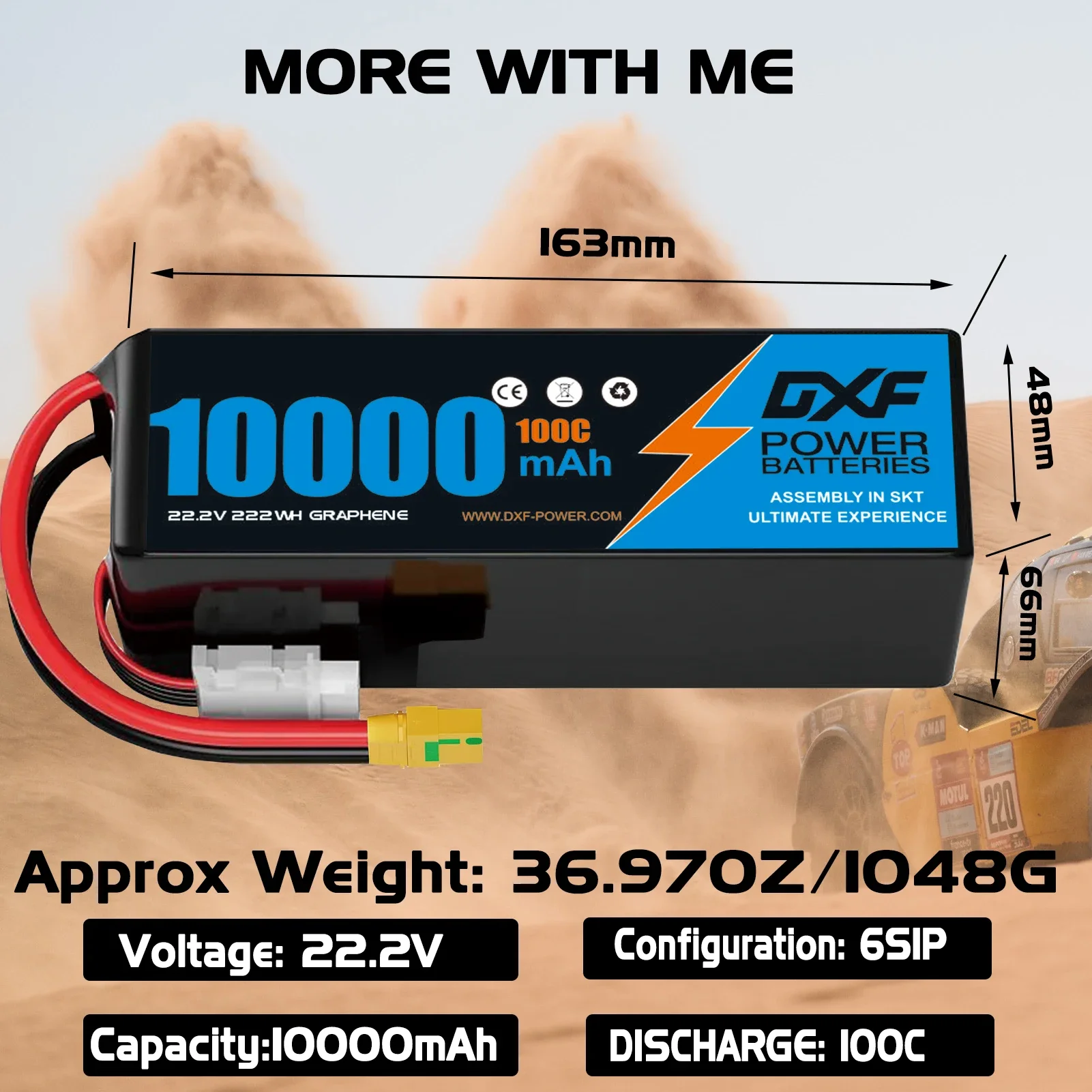 แบตเตอรี่ลิโพ DXF 6S 10000mAh  - 6S Lipo Battery 22.2V 5000Mah บทวิจารณ์และราคา